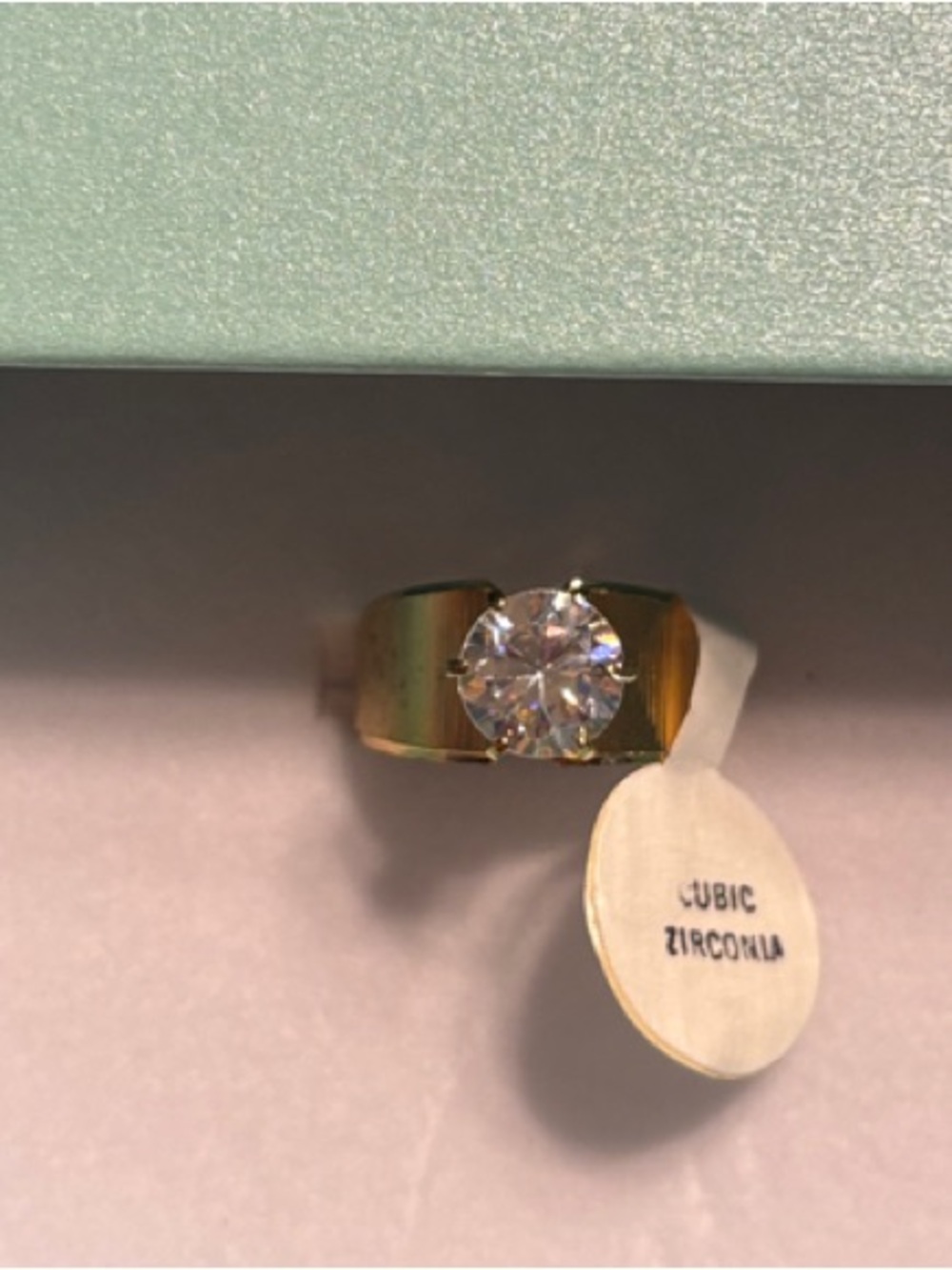 Park Lane Gold Ring with Large Clear round CZ size 7